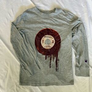 Champion Kids Long Sleeve Shirt with Graphic Print - Gray and Maroon